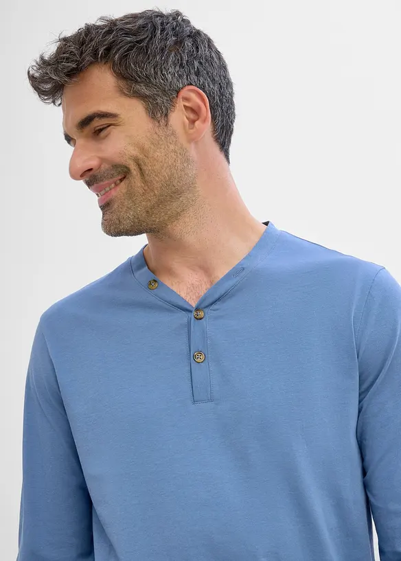 Maglia serafino a maniche lunghe in puro cotone biologico (pacco da 2), bonprix