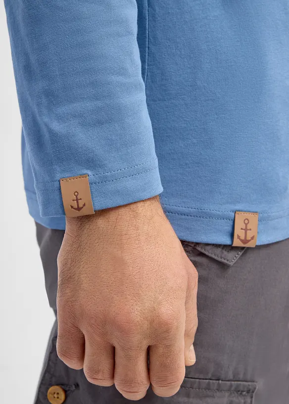 Maglia serafino a maniche lunghe in puro cotone biologico (pacco da 2), bonprix