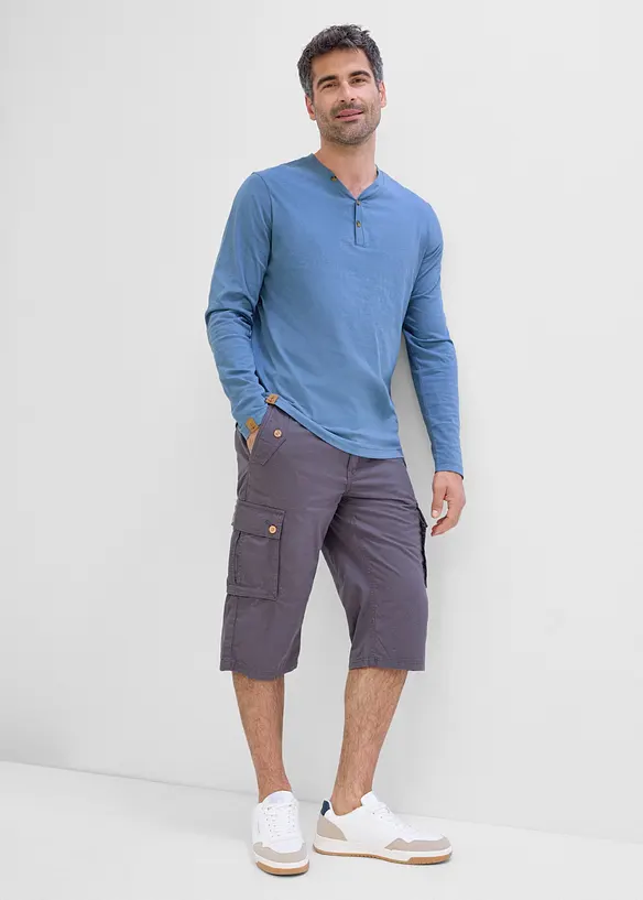 Maglia serafino a maniche lunghe in puro cotone biologico (pacco da 2), bonprix