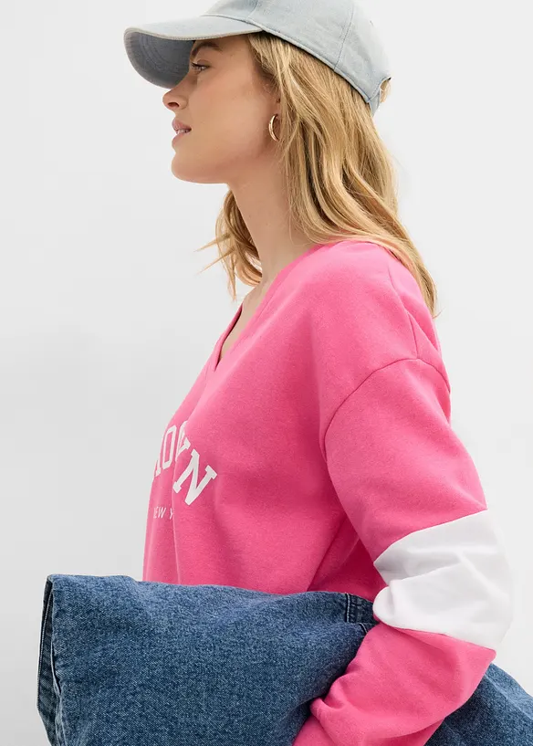 Felpa oversize in misto cotone, bonprix