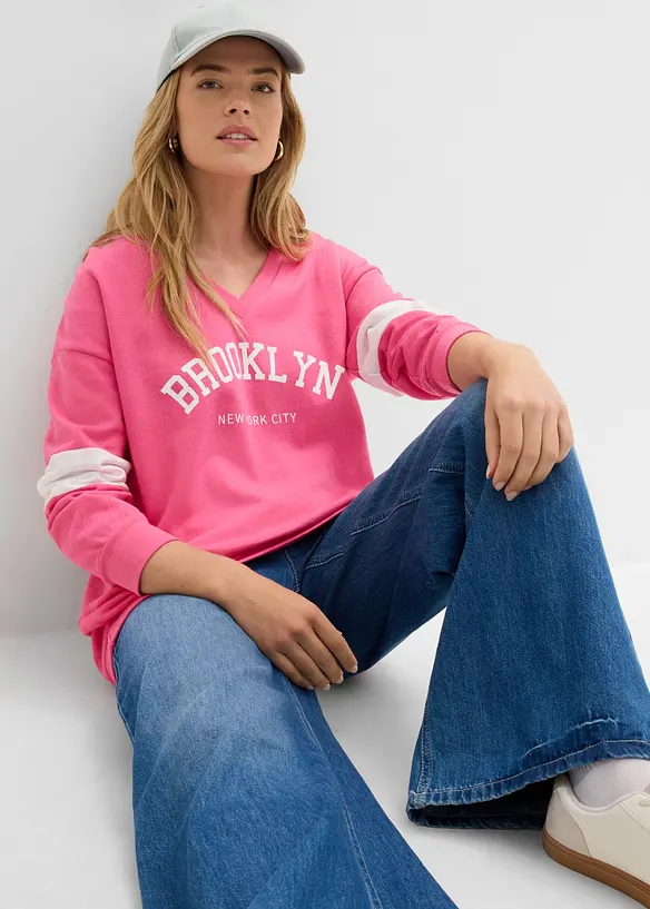 Felpa oversize in misto cotone, bonprix