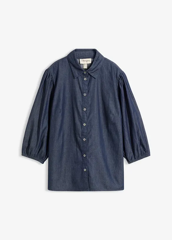 Camicia di jeans con maniche a sbuffo in cotone biologico, bonprix