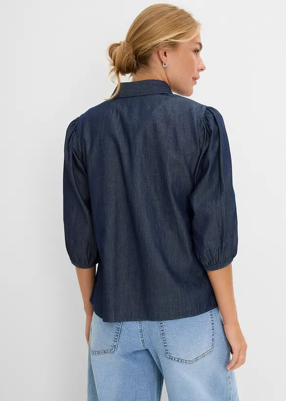 Camicia di jeans con maniche a sbuffo in cotone biologico, bonprix