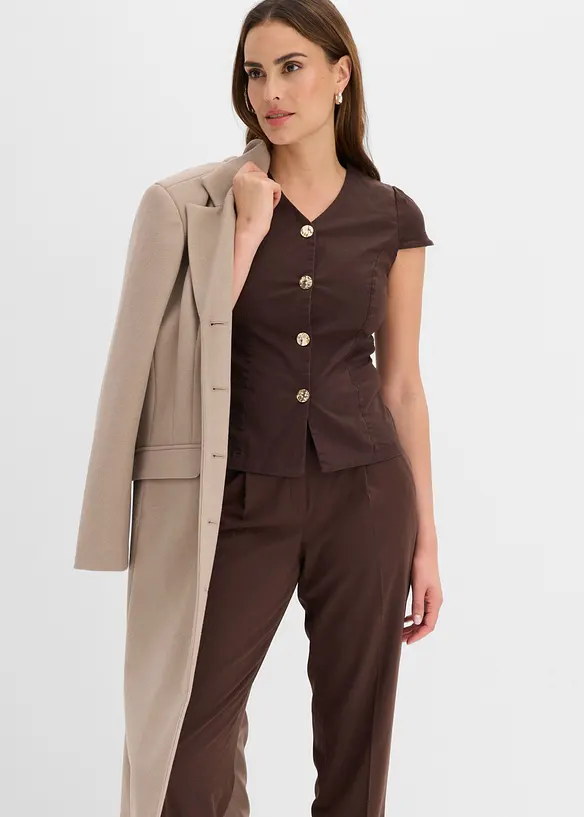 Pantaloni con elastico in vita e piega stirata, bonprix