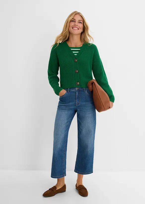 Jeans wide leg, vita media, bonprix