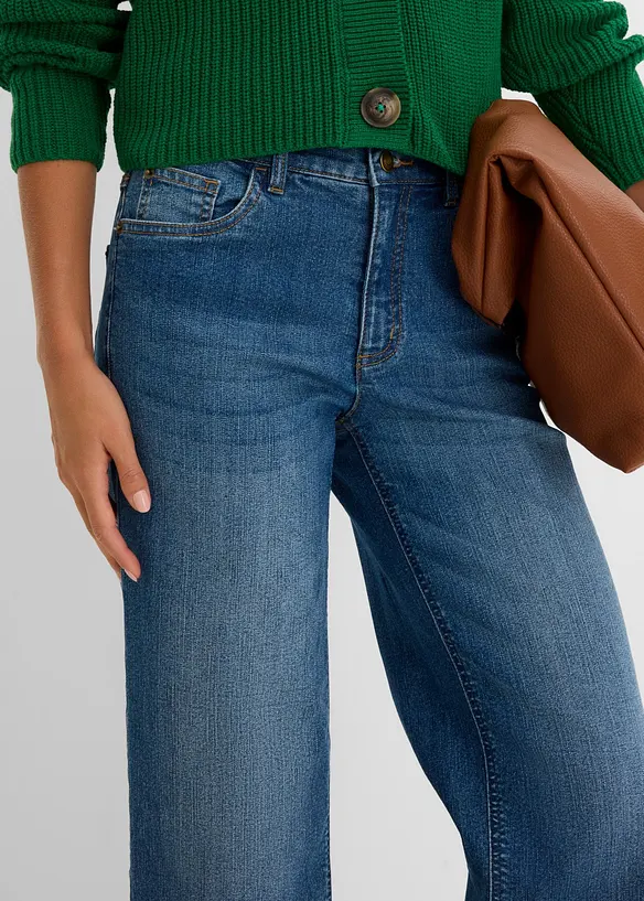 Jeans wide leg, vita media, bonprix