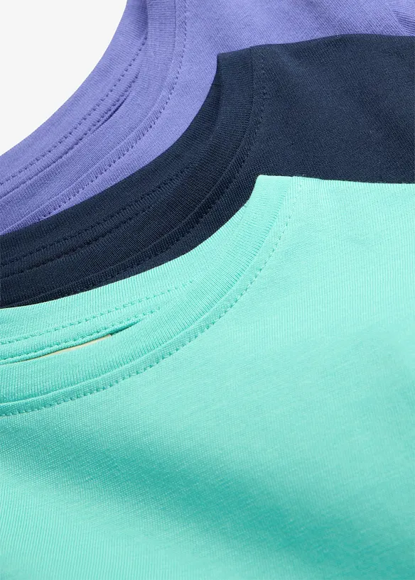 Maglia a maniche lunghe in puro cotone biologico (pacco da 3), bonprix