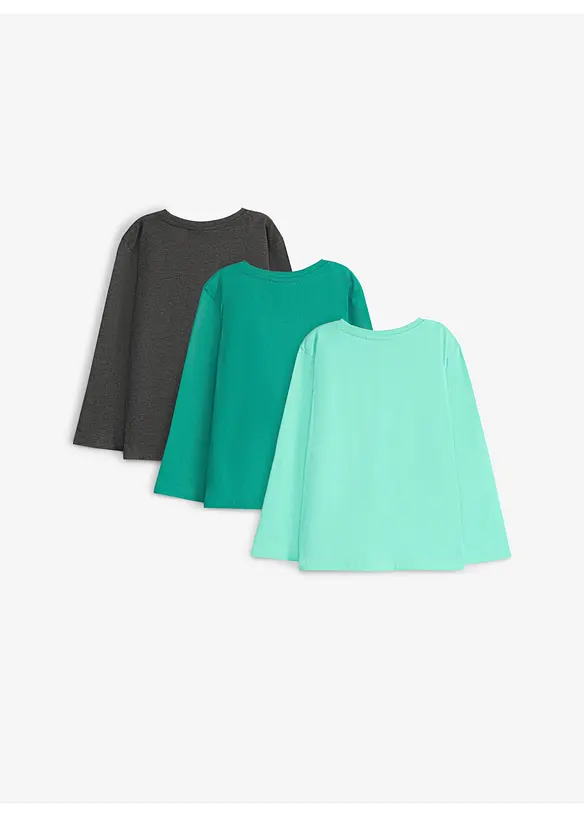 Maglia a maniche lunghe con cotone biologico (pacco da 3), bonprix