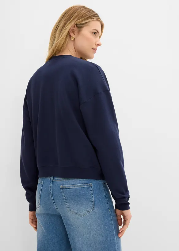 Felpa oversize corta in puro cotone biologico, bonprix