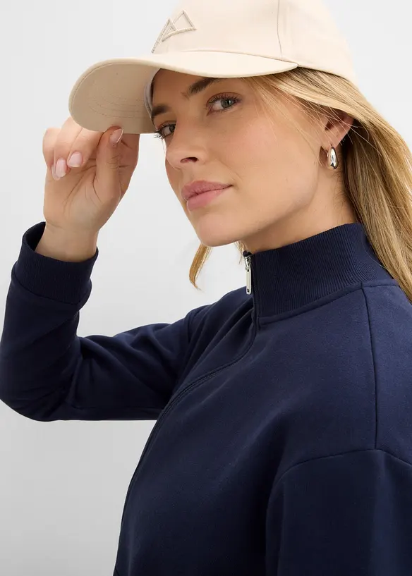 Felpa con zip in puro cotone biologico, bonprix