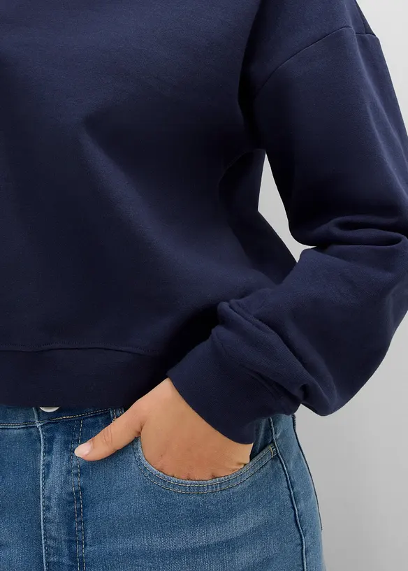 Felpa oversize corta in puro cotone biologico, bonprix