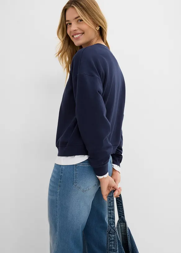 Felpa oversize corta in puro cotone biologico, bonprix