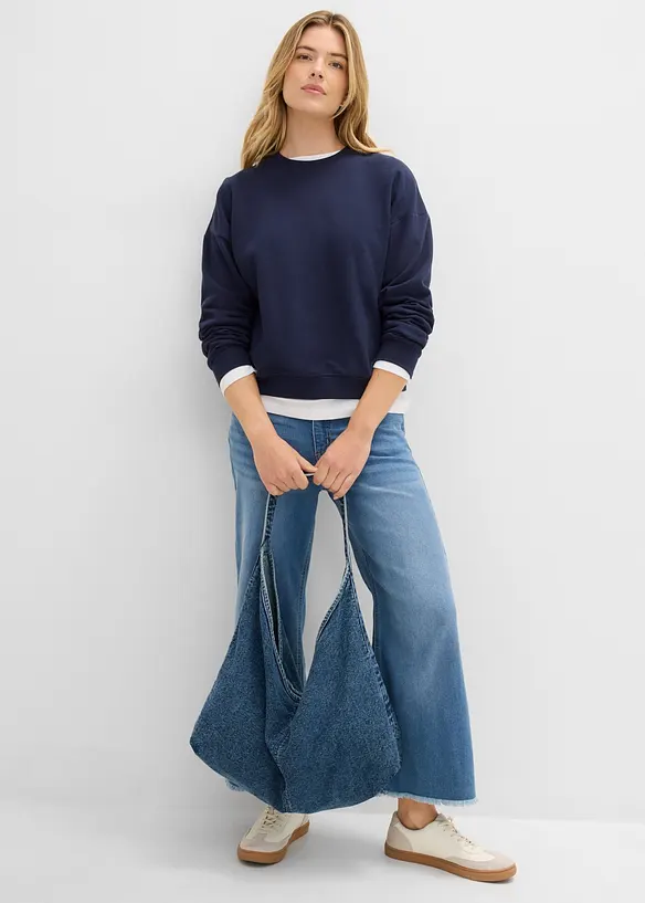 Felpa oversize corta in puro cotone biologico, bonprix