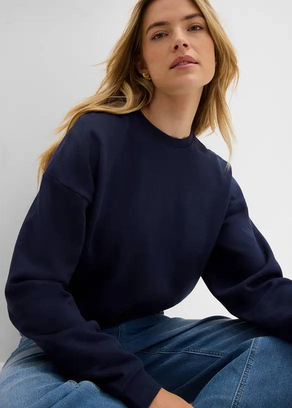 Felpa oversize corta in puro cotone biologico, bonprix