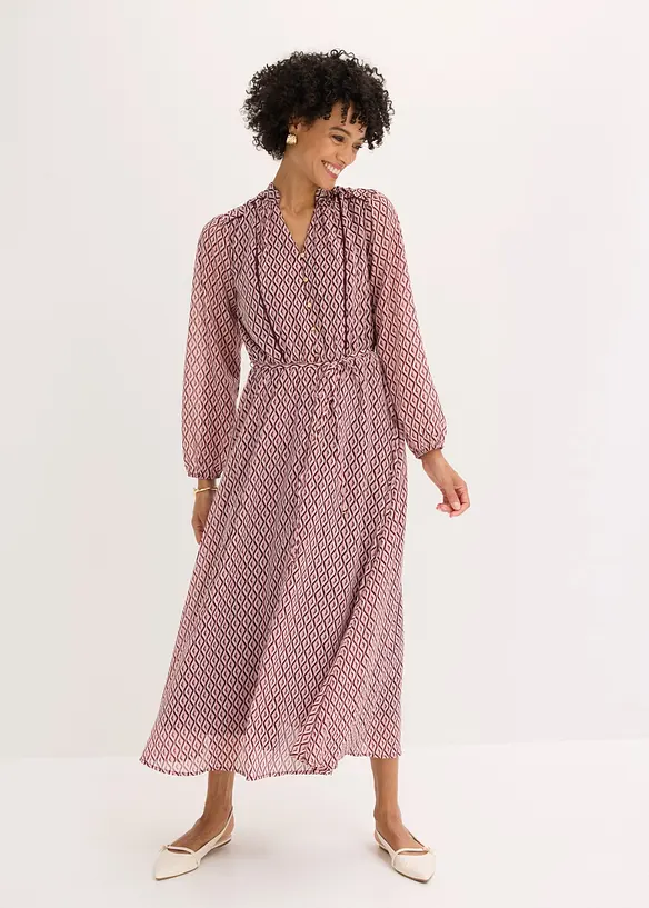 Abito di chiffon con rifiniture a contrasto, bonprix