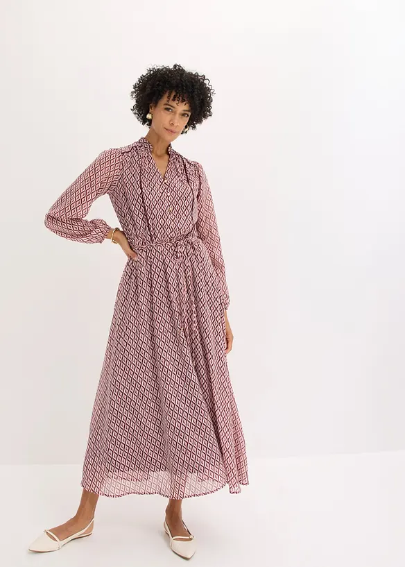Abito di chiffon con rifiniture a contrasto, bonprix