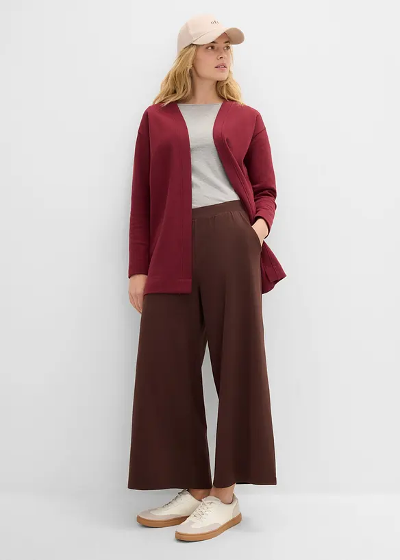 Cardigan lungo in morbida felpa di misto cotone, bonprix