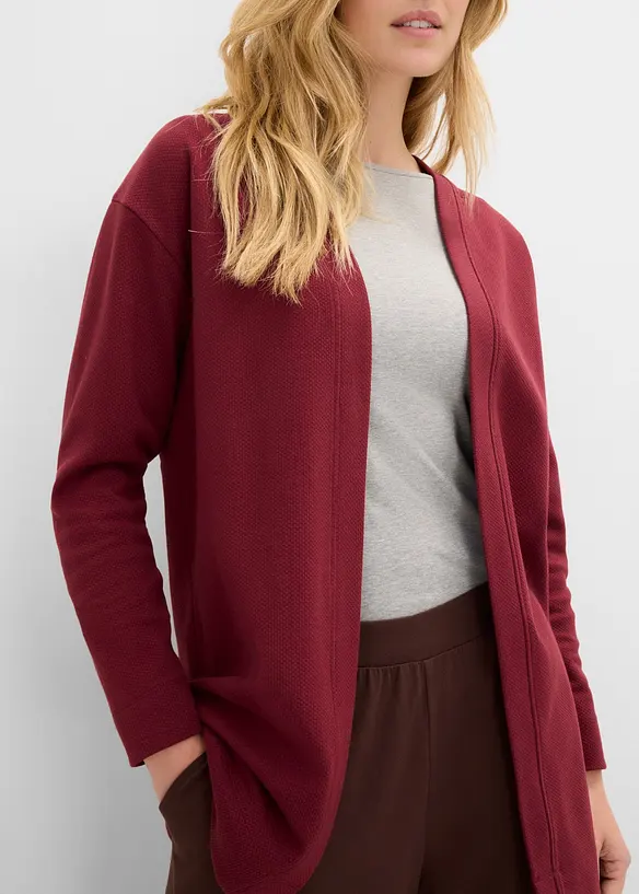 Cardigan lungo in morbida felpa di misto cotone, bonprix