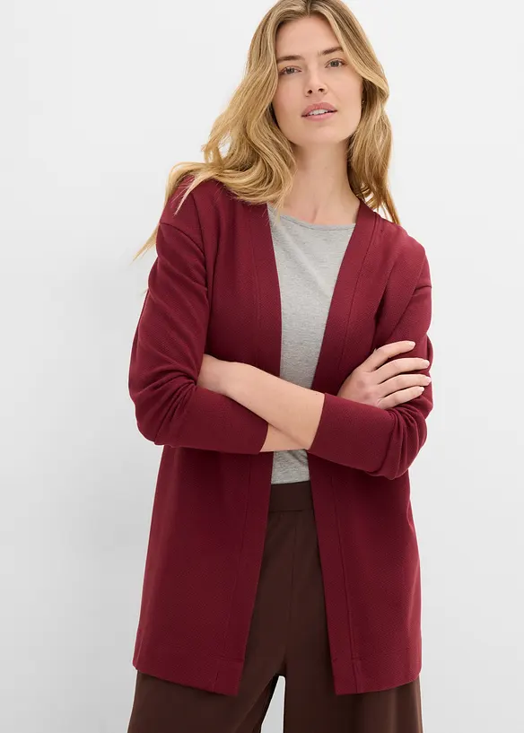 Cardigan lungo in morbida felpa di misto cotone, bonprix