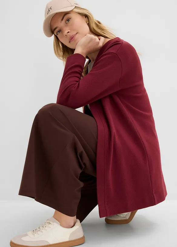 Cardigan lungo in morbida felpa di misto cotone, bonprix
