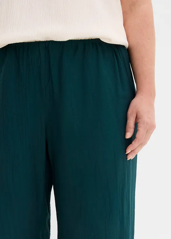 Pantaloni con elastico in vita in misto viscosa operato, bonprix