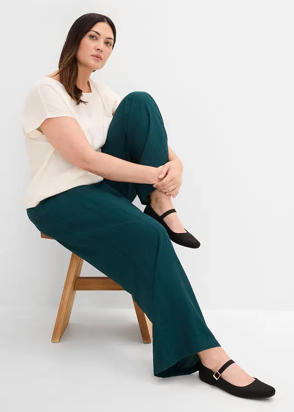 Pantaloni con elastico in vita in misto viscosa operato, bonprix