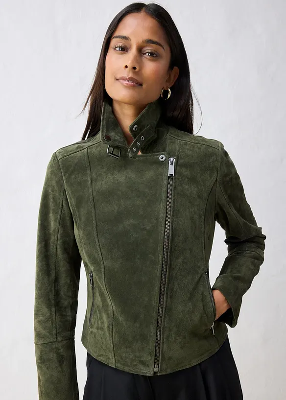 Giacca biker in pelle scamosciata, bonprix
