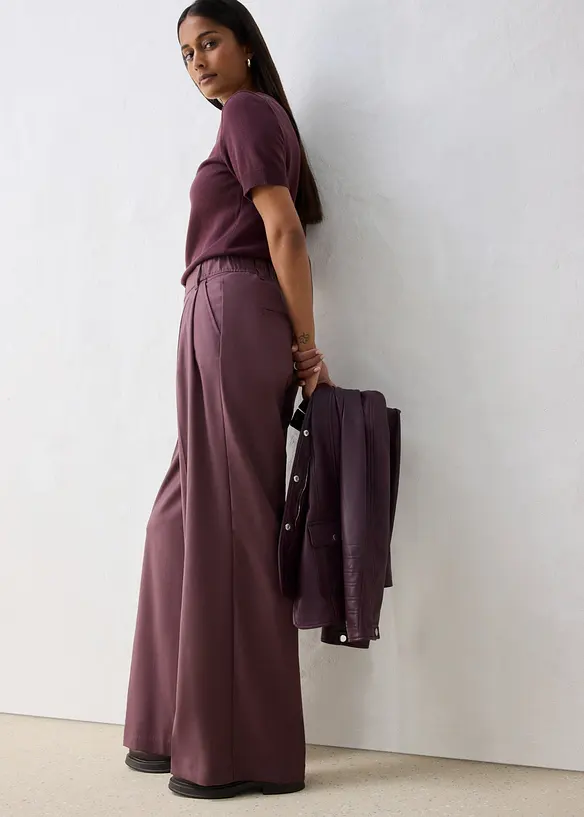 Pantaloni casual con pinces in morbido misto lana, bonprix