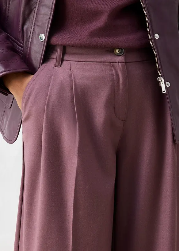Pantaloni casual con pinces in morbido misto lana, bonprix