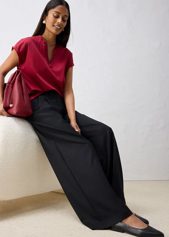 Pantaloni casual con pinces in morbido misto lana, bonprix