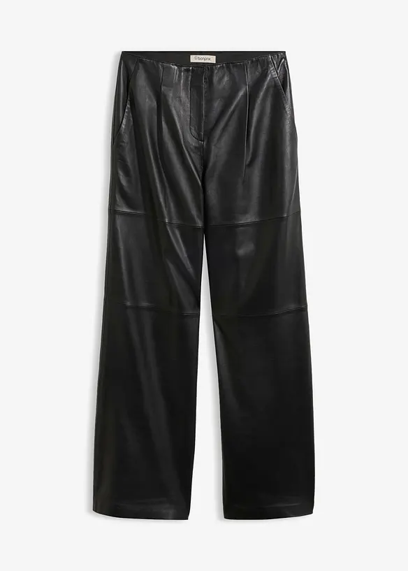 Pantaloni in pelle con pinces, bonprix