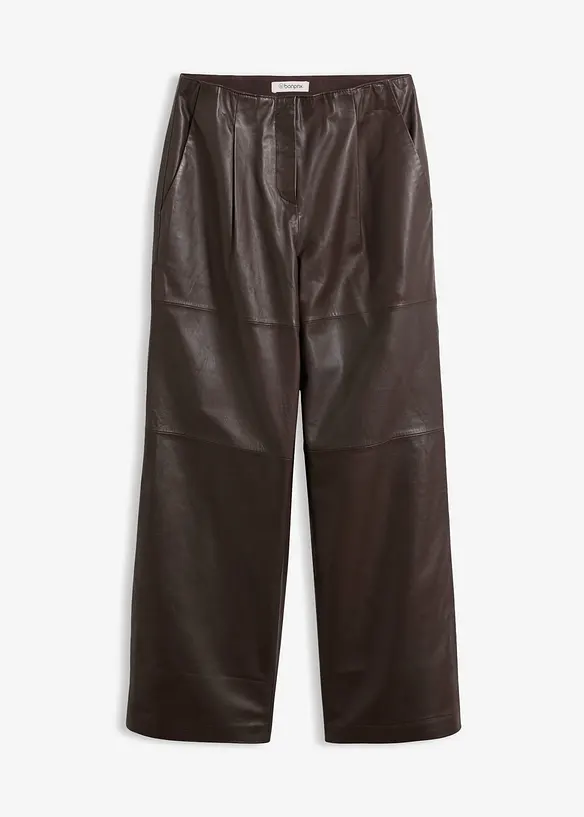 Pantaloni in pelle con pinces, bonprix