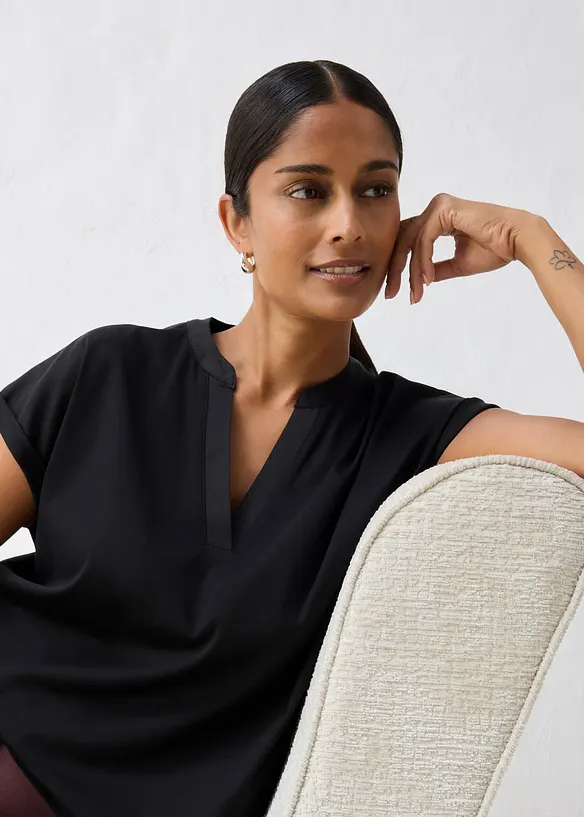 Maglia in misto cotone-seta morbido e liscio, bonprix