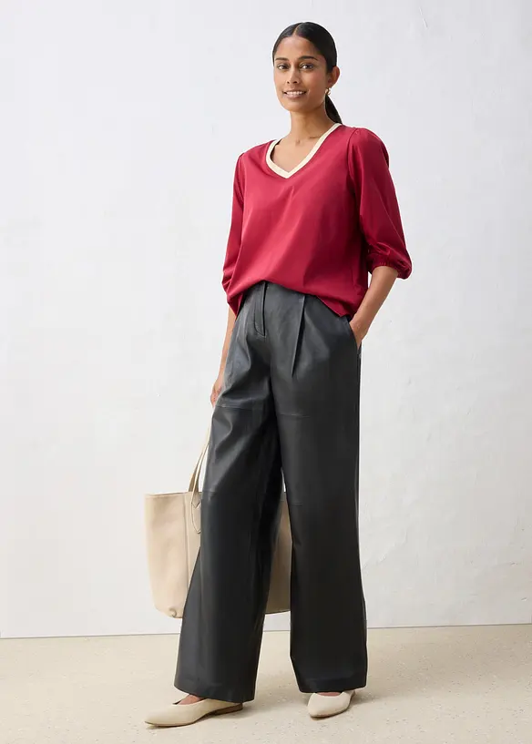 Maglia a maniche lunghe in misto cotone-seta, bonprix