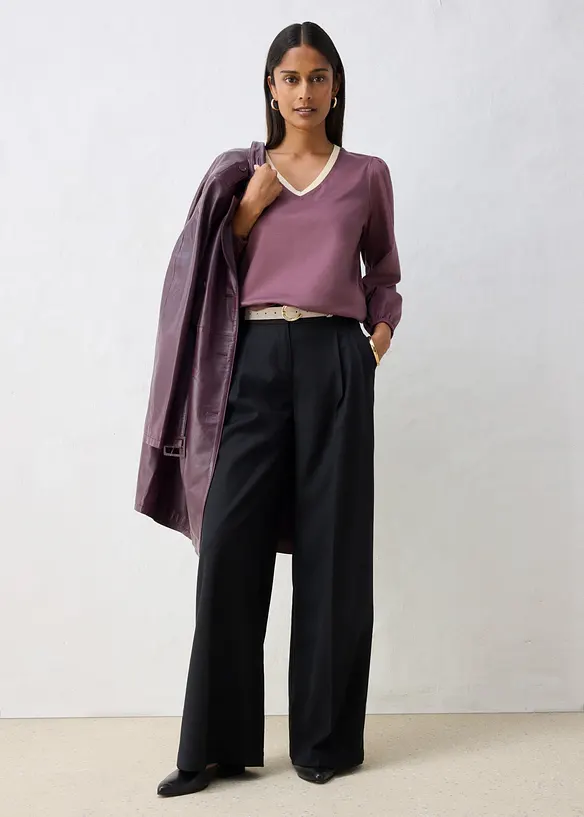 Maglia a maniche lunghe in misto cotone-seta, bonprix