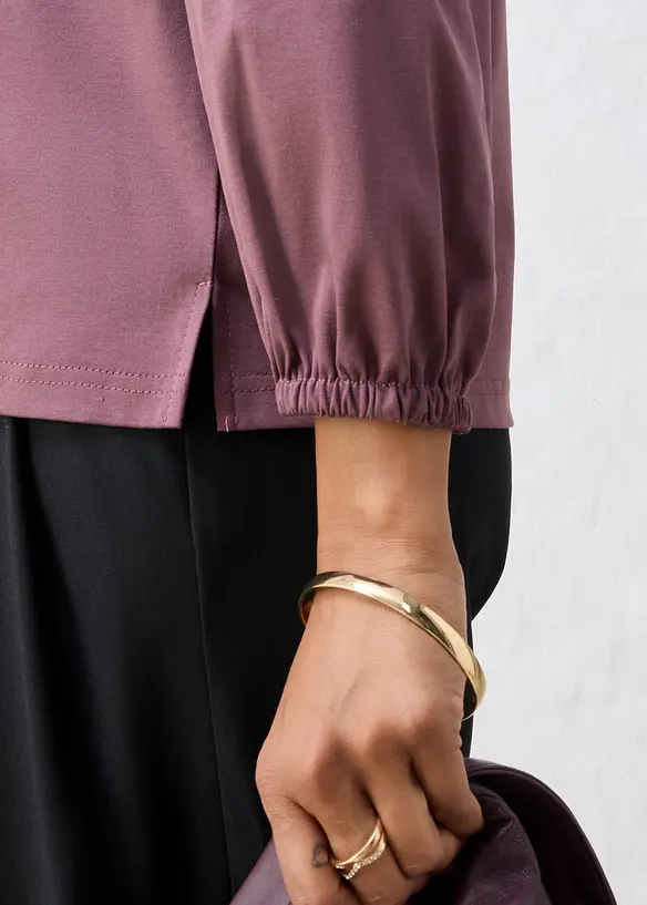Maglia a maniche lunghe in misto cotone-seta, bonprix