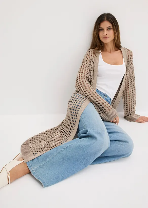 Maxi cardigan traforato, bonprix