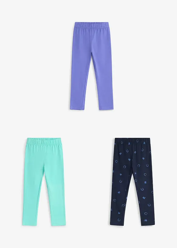 Leggings in misto cotone biologico elasticizzato (pacco da 3), bonprix