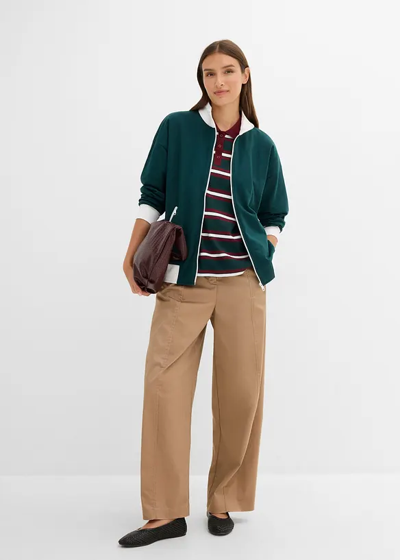 Felpa con zip in puro cotone biologico, bonprix