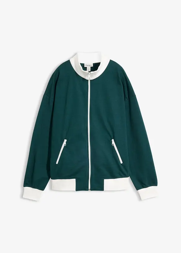 Felpa con zip in puro cotone biologico, bonprix