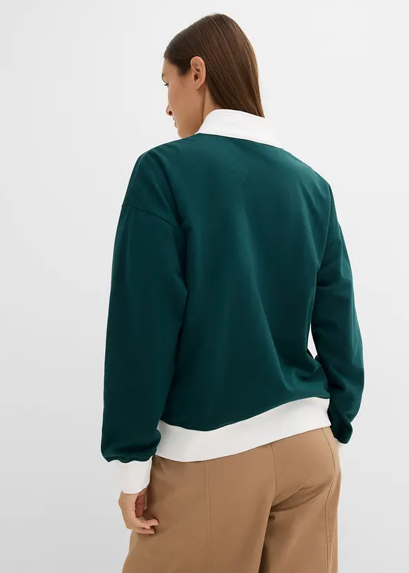 Felpa con zip in puro cotone biologico, bonprix