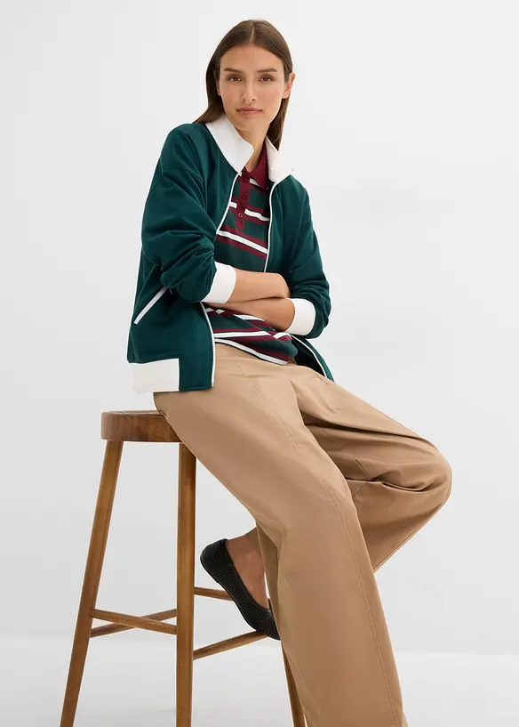 Felpa con zip in puro cotone biologico, bonprix
