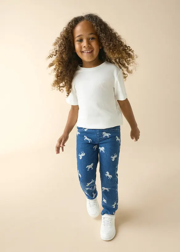 Jeans con elastico in vita, vita media, bonprix