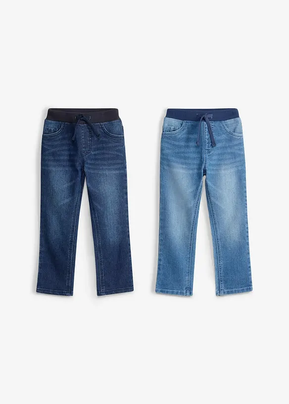 Jeans con elastico in vita regular fit, straight (pacco da 2), bonprix
