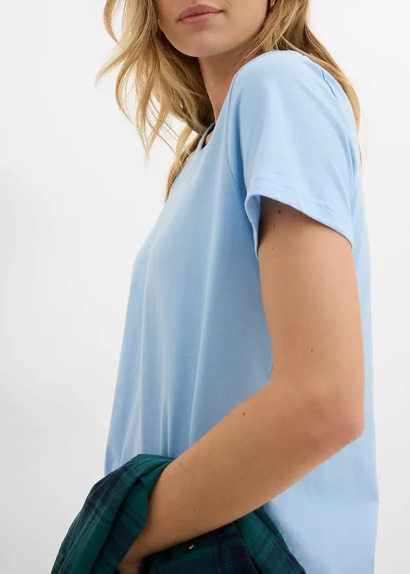 T-shirt in puro cotone biologico con scollo a V (pacco da 3), bonprix