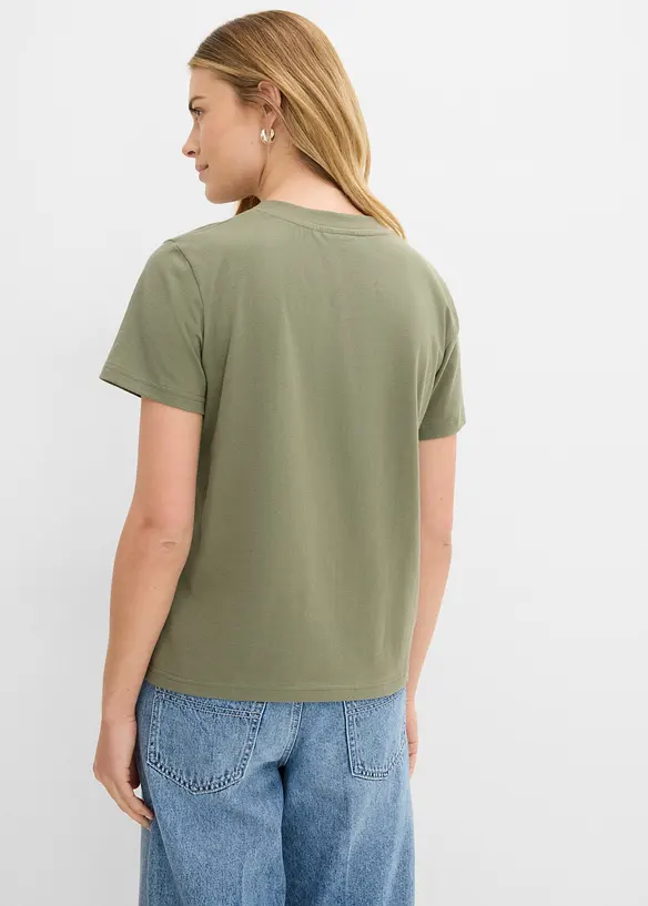 T-shirt in puro cotone biologico con scollo a V (pacco da 3), bonprix