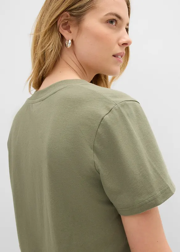 T-shirt in puro cotone biologico con scollo a V (pacco da 3), bonprix