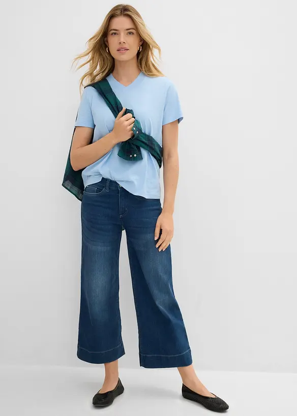 T-shirt in puro cotone biologico con scollo a V (pacco da 3), bonprix