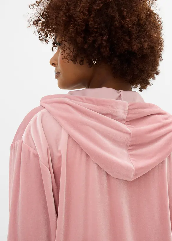 Felpa in velluto con zip e cappuccio, bonprix