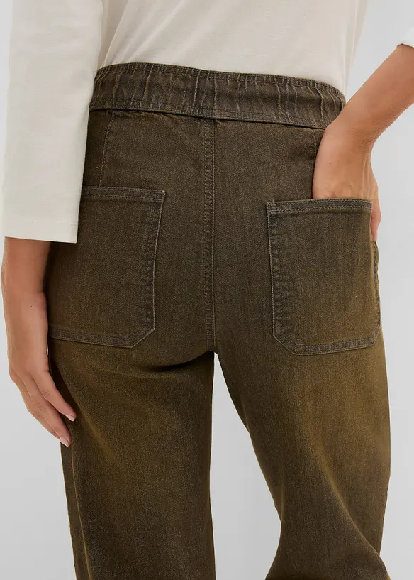 Jeans straight cropped, vita alta, bonprix